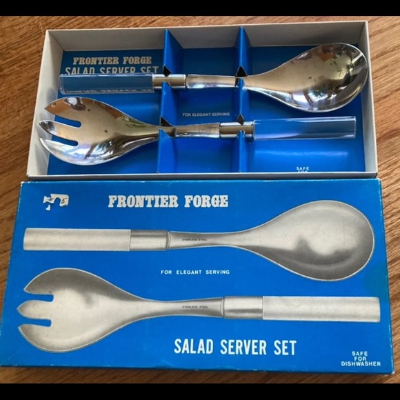 Fronteir forge vintage stainless steel and lucite salad server set - Picture 3 of 10